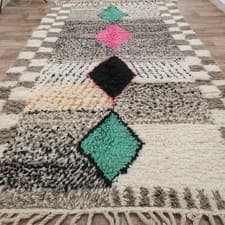 Image of Rug Moroccan Berber Rug 5x8 ft Boho Handmade Azilal Morocco Wool Beni Carpet