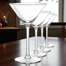 Image of Crystal Martini Glasses Elixir Set of 4 Hand Blown Cocktail Glasses 9oz Clear