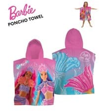 Image of Barbie Mermazing Poncho Towel Hooded 100% Cotton Girls Bath Beach Pool Mermaids