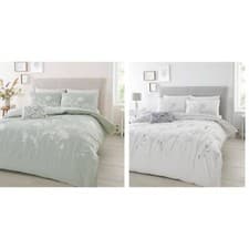 Image of Catherine Lansfield Meadowsweet Floral Stripe Modern Duvet Cover Set / Cushions