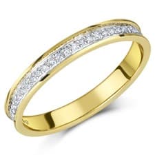 Image of 18ct Yellow Gold Diamond Wedding Ring Flat Court Half Eternity Band 3mm 0.15ct