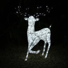 Image of Outdoor Christmas Reindeer Light Up Decoration White LED Stag Garden 120cm Large