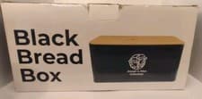Image of Farmhouse Metal Bread Box Black Bread Storage Container with Cutting Board Lid