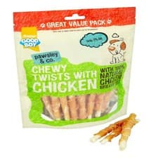 Image of 320g CHEWY TWISTS WITH CHICKEN : Armitage Good Boy Rawhide Dog Treat bp Pet Pack