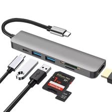 Image of 6-in-1 USB Docking Station, HD 4K Type-C Multi-Function Laptop Adapter