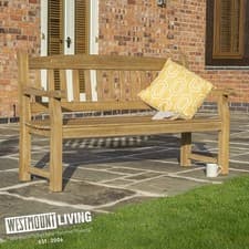 Image of Wooden Eucalyptus Hardwood Garden Bench 3 Seater 1.5m Oil Stained