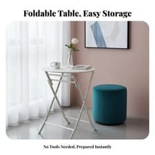 Image of Table with foldable Legs Indoor and immediatelydoor Use Fold-in-Half circular