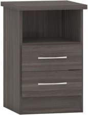 Image of Grey Wood Grain Effect 2 Drawer Bedside Chest W40cm x D40cm x H61cm NADINE
