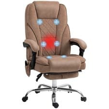 Image of Vinsetto Massage Office Chair, Heated Reclining Desk Chair, Brown
