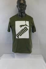 Image of PUMA S/S BIG LOGO T-SHIRT BRUNT OLIVE GREEN/WHITE 581386-49