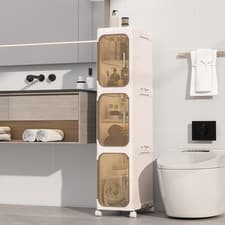 Image of KHNR 3-Tier Slim Bathroom Storage Cabinet Foldable