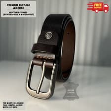 Image of Men Genuine Leather Belt Brown Full Grain 35mm Jeans Trouser Casual Formal Belt