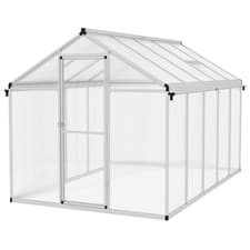 Image of Outsunny 10x6ft Aluminium Greenhouse with/ Door Window Galvanised Base PC Panel