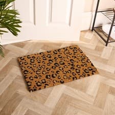 Image of OHS Leopard Print Doormat Non Slip Indoor Outdoor Natural Coir Door Mat Rug