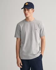 Image of GANT Mens Regular Fit Short Sleeve Shield Logo T-Shirt NOS - 93 Grey Melange