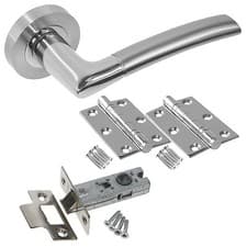 Image of Lorenzo Internal Door Handle Packs - Latch Lock Bathroom Dual Chrome Door Handle