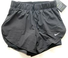 Image of NIKE FLEX DRI FIT TRAINING GYM WOVEN 2IN1 SHORTS - BLACK AR6353-010 WOMEN XS