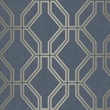 Image of Rasch Highgrove Trellis Geometric Navy Wallpaper Textured Modern Gold Silver