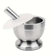 Image of Stainless Steel Mortar And Pestle Set with Lid Anti Slip Base for Herbs Spices