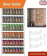 Image of 6-Tier Wall-Mounted Spice Organizer - Chrome Finish for Stylish Kitchen Storage
