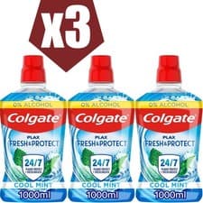 Image of Colgate Plax Mouthwash Antibacterial Breath Freshener Cool Mint 1000ml 3Pack