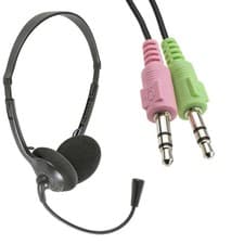 Image of Multimedia Adjustable Headset with Boom Microphone Twin 3.5mm Jacks 1.8m School