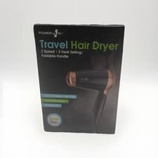 Image of PowerPlus Travel Hair Dryer 1200W Foldable Handle 2 Speed Heat Lightweight UK