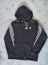 Image of Brand New Adidas 3-Stripes Full-Zip Hoodie (Junior/Teen Size 13-14yrs)/Black