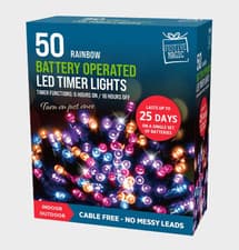 Image of Festive Magic Rainbow Battery Operated LED Lights with Timer – Indoor & Outdoor