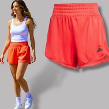 Image of Adidas Shorts Pacer Womens Stretch High Rise Training Aeroready Red Size M 12-14