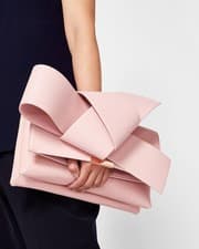 Image of Brand New Ted Baker ASTERR Pink Leather Giant Bow Clutch/Crossbody Bag RRP £229