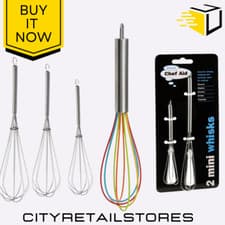 Image of Chef Aid Range Whisk Steel & Rainbow Silicone, Mini Small Whisk For Cooking