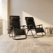 Image of Zero Gravity Padded Recliner Chairs Set of 2 XXL Foldable Garden Patio Loungers