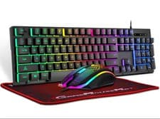 Image of WG® RGB Gaming Keyboard Mouse Pad Combo UK LED Backlit Wired Set PC Laptop Gamer