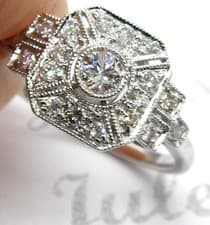 Image of 18CT WHITE GOLD DIAMOND RING ART DECO 0.49CT CLUSTER 18CARAT GOLD NEW BOXED