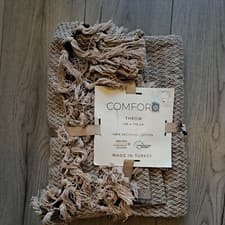 Image of Large Cotton Traditional Comforo Throw Blanket for Bed or Sofa 170cmx 130cm