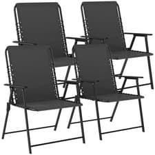 Image of Outsunny Folding Garden Chairs, Outdoor Chairs Set of 4, Black