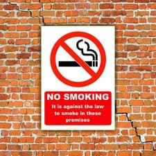 Image of It is against the law to smoke on these premises-No Smoking Plastic sign/sticker