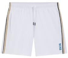 Image of Hugo Boss Summer Shorts Drawstring Waist Stripe Embroidered Logo Polyester Trunk
