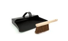 Image of STRONG TRADE METAL DUSTPAN AND STIFF WOODEN HAND BRUSH DUST PAN SET