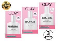 Image of 3x Olay Beauty Fluid Sensitive Skin Day Moisturiser 24H Face & Neck 200ml