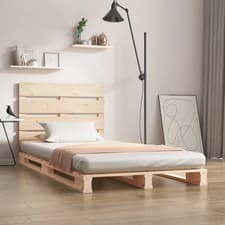 Image of WALPLUS Pine Wood Single Bed 90x190 cm Solid Wooden Slatted Base