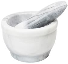 Image of 12.5 CM MARBLE PESTLE AND MORTAR SET - NATURAL SPICE GRINDER - LANGRI- 1.4 KG