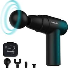 Image of Homedics NOVO Mini Massage Gun w/ Travel Case USB Rechargeable Portable 4 Heads