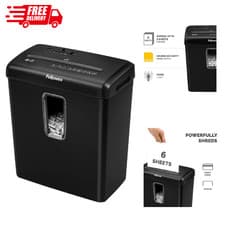 Image of Fellowes FS-6C Home Office Shredder | 6 Sheet Cross Cut | 15L Bin