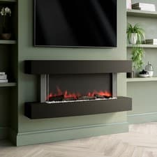 Image of Black 47inch Wall Mounted Electric Fireplace - AmberGlo AGL053
