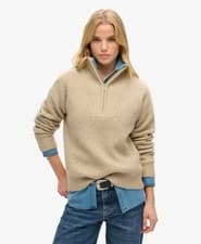 Image of Superdry Womens Essential Zip Neck Jumper