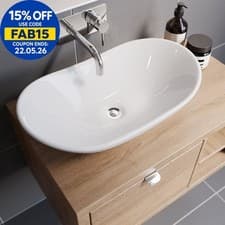Image of Affine Countertop Basin Gloss White - 620 x 360mm