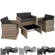 Image of Table and Chairs Garden Furniture Rattan Outdoor Sofa Set Patio Bistro Corner