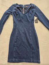 Image of Guess Denim Mini Dress New With Tags Full Length Back Zip Sexy. Size Small